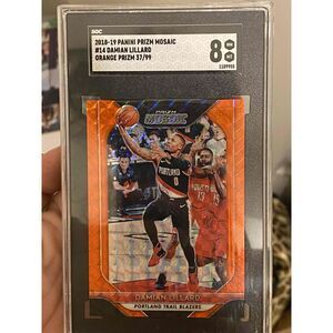 Panini Orange Prizm Sports Card Basketball Damian Lillard #14 SGC 8 Size 3.5x2.5
